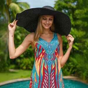 Super Wide Lightweighted Packable Straw Hat 10 Inches Wired Edge NWT